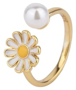 Gu Feng Einfache Perle Gänseblümchen Ring süße Blume Ring Frau