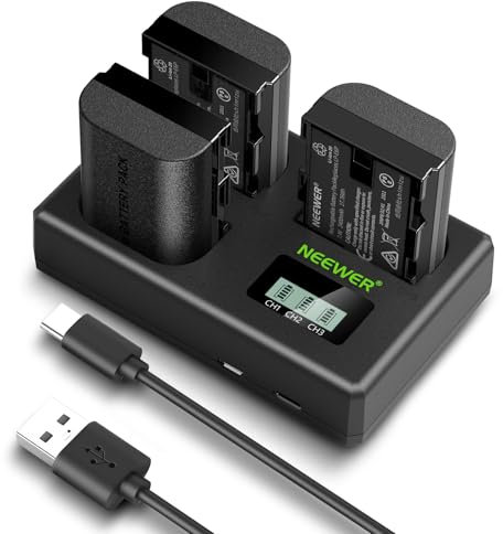 NEEWER 3 Pack Batteries Rechange LP-E6P/LP-E6NH/LP-E6N de 2400mAh & Chargeur USB Triple, Compatible avec Canon EOS R5 Mark II EOS R5 EOS R6 EOS R7 EOS R 5D II III IV 6D 6D II 7D 7D II 60D 70D 80D 90D