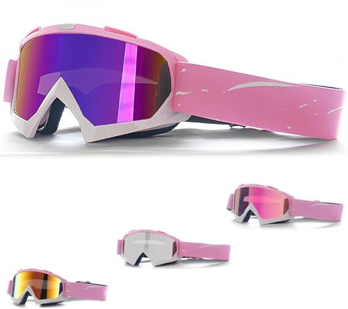 DONGZQAN Lunettes de ski pour femme - Rose - Porteurs de lunettes de ski - Lunettes de ski - Unisexe - Otg - Avec rembourrage en mousse - Convient pour les sports de plein air (A)