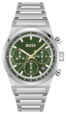 BOSS Chronograph Quarz Uhr für Herren Kollektion Candor Chrono mit Silbernes Edelstahlarmband - 1514220