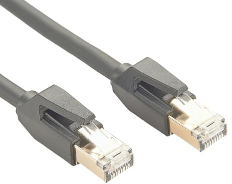 Câble Ethernet RJ45 Cat 8 40 Gbit/s 2000 MHz LAN avec connecteur RJ45 plaqué or Cordon de raccordement S/FTP blindé pour routeur, modem de jeu, WiFi, routeur, PC, ordinateur portable (10 m)