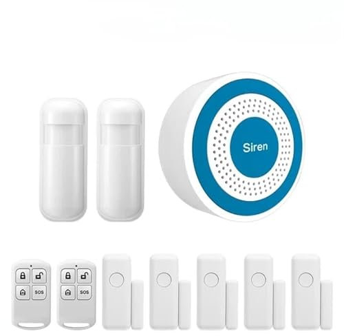 Drahtloses Alarm Siren Heim-Sicherungssystem, Lautsprecher mit hoher Dezibelstärke und Lichtblitz Indoors, mit 433 MHz PIR-Detektor und Türsensor (10 Piece Kits)