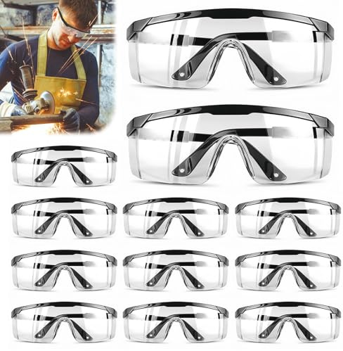 12 Stück Schutzbrille Arbeitsschutzbrille, Schutzbrille Arbeitsschutzbrille, Schutzbrille,Sicherheitsbrillen, Labor Sicherheitsbrille, Arbeitsschutzbrille Antibeschlag Antispeichel Transparent