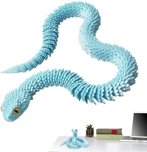 Nuytghr Gelenkiges Schlangen-Fidget-Spielzeug – bewegliche Tierfiguren, Schlangenstreiche, Gags, Display-Dekoration für Schreibtisch, Tisch, Theke, Bett, Auto-Innenraum, Armaturenbrett