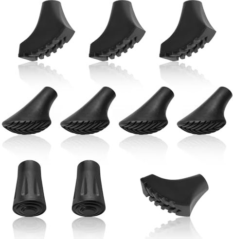 10 Piezas de Topes de Goma para Bastones Marcha Nordica de Gomas para Puntas Bastones Trekking Universales para Bastones con un Diámetro de 11 mm Ideales para Asfalto, Trekking y Senderismo