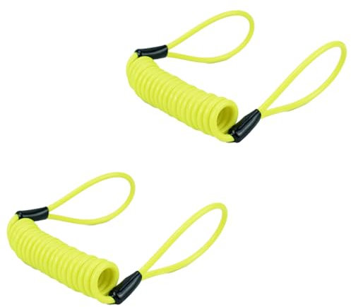 2Pcs 1.5m Yellow Motorcycle Disc Lock Reminder Cable Lock Security Spring Reminder Cable Disc Lock Reminder Cable for Scooter Motorcycle Bike