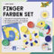 folia 48210 - Fingerfarben Set HAPPY SAFARI, Kreativset mit 5 x 30 ml leuchtender Fingerfarbe, 10 Malvorlagen mit Tiermotiven und 2 Mischvorlagen, inkl. Anleitung
