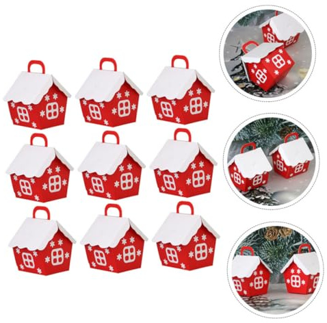 TOGEVAL 20 Stück Teiliges Weihnachtsgeschenkboxen aus Stabilem Karton mit Niedlichem Häuschen Design als Candy Box und Aufbewahrungsbox für Süßigkeiten für Weihnachten und Kinderpartys