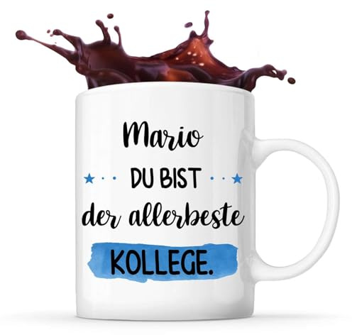 Lustige Tasse Mario allerbeste Kollege - Kaffeetasse mit Spruch fürs Büro, Geschenkidee für Kollegen & Chef zum Geburtstag, Abschied, Ruhestand oder Weihnachten.