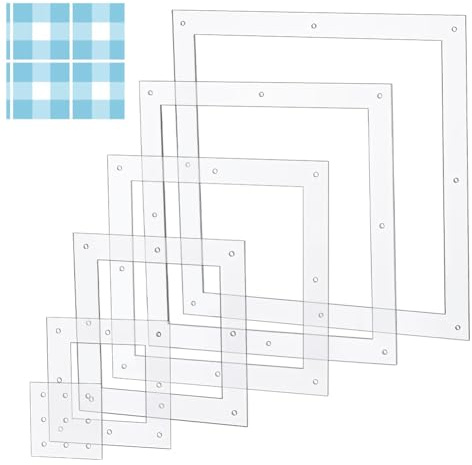 AHANDMAKER 6Pcs Square Quilting Templates 6 Sizes Acrylic Clear Sewing Stencils with Seam Allowance Markers for DIY Sewing Projects Quilt Patchwork Handmade Gifts Craft Supplies