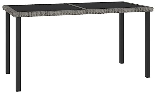 Owoxanthellate Gartentisch ausziehbar 140x70x73 cm Poly Rattan Grau mit gehärteter Glasplatze Modernes Design Robust & Langlebig für Balkon Terrasse Garten