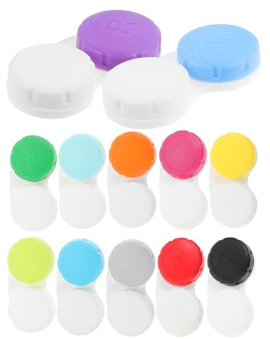 IMIKEYA 12pcs Contact Lens Case Plastic Colored Small Lightweight Protective Lens Holder Portable Travel Storage Box for Family Members and Short-sighted Friends