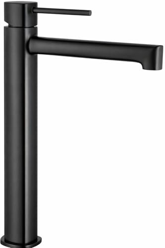 IMEX Grifo Lavabo Alto Monomando Toscana BDT064-3 Latón Cartucho Cerámico 26 mm Grifería Baño para Lavabo Sobre Encimera con Latiguillos 3/8