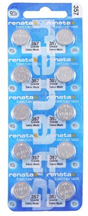 10 Renata Watch Batteries: 357 (Sr44W)
