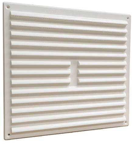 9 x 9 White Plastic Louvre Air Vent Grille with Removable Flyscreen Cover