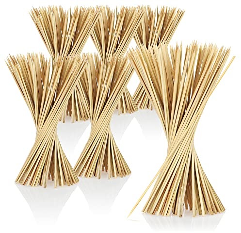 com-four® 500x Palillos largos de madera de bambú - Palos brochetas - Palillos largos de madera para hamburguesas en un juego, 20 cm (0500 piezas - 20cm)