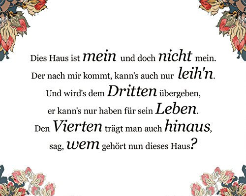 Dies Haus ist mein und doch.. / Metallschild/Blechschild/Dekoschild/Wandschild/wetterfest/Innenbereich/Außenbereich/Motivation/Vintage
