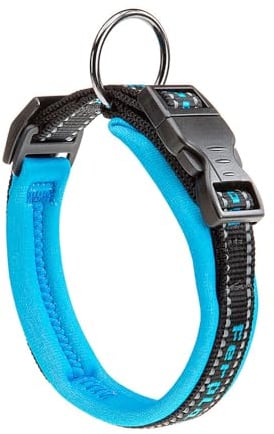 Ferplast Collare Cane SPORT DOG, Collare per Cani, Collare Cani Taglia Piccola, Soffice Imbottitura, Cuciture riflettenti, Etichetta per nome dell'animale, Misura: 1,5 cm (25-35 cm), Blu