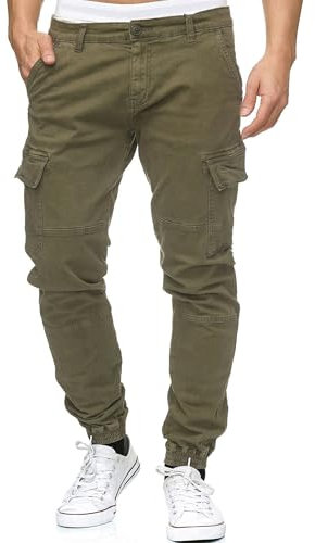 Indicode Hommes August Cargo Pants | Pantalon Cargo en Coton avec 6 Poches Army M