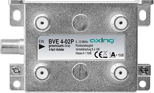 Axing BVE 4-02P 4-fach BK-Verteiler für Kabelfernsehen Multimedia Digital-TV 5-1218 MHz F-Anschluss metall