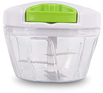 Picadora manual de alimentos con cuerda - Cuenta con 3 cuchillas en acero inoxidable - Para cortar y batir - Picador de verduras, cebolla, ajo, frutas, carne, frutos secos - 450 ml - WE HOUSEWARE