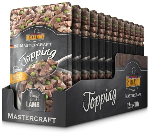 BELCANDO Mastercraft Topping Lamm, 12x 100g Beutel, Nassfutter für Hunde, getreidefrei, sortenfrei, Ergänzungsfutter, Made in Germany