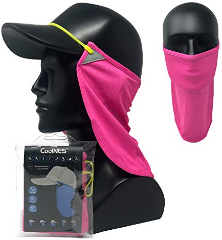CoolNES - UV Sonnenschutz Nackenvorhang Verstellbar Multifunktional 2 in 1 Gesichtsbedeckung für Outdoor Angeln - Unisex Pink
