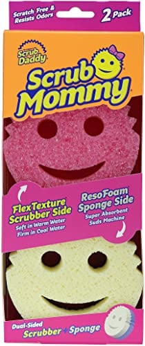Scrub Daddy/Mommy Rose Éponge Vaisselle Lavable Anti Scratch Double Face, Cuisine et Salle de Bain, Anti-Rayures, Antibactérienne et Réutilisable, Grattante Flextexture, Lot de 2