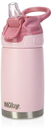 Nuby Gourde Reflex Flip-it | Gourde Isotherme en Acier Inoxydable | Anti-fuites | Gourde de Voyage en Acier | 300ml | Rose | +18 mois