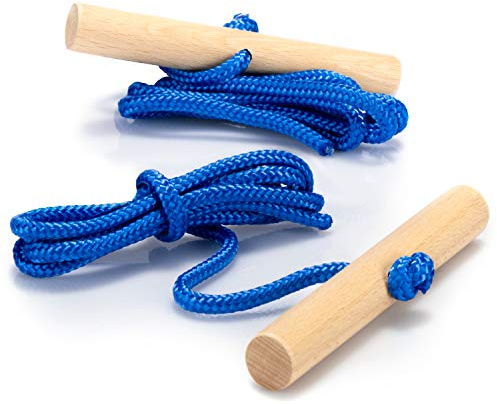 com-four® 2X Schlittenleine mit Holzgriff, Rodelzubehör Zugseil für Schlitten, Dreirad oder andere Kinderfahrzeuge, Premium Made in Germany!
