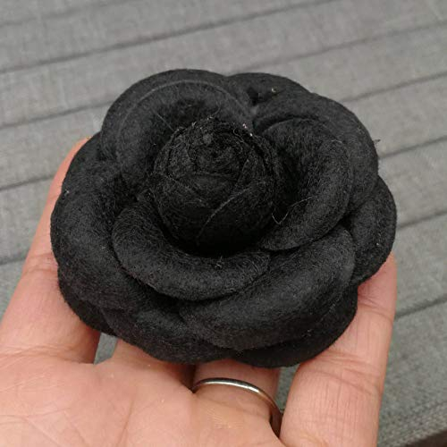 PRAK Broschen & Anstecknadeln Für Damen,Luxus Große Broschen Für Frau Schals Schnalle Pin Stoff Kunst Stoff Blume Brosche Mode Kleidung Schmuck Accessoires Mädchen Geschenke, Schwarz, Wolle