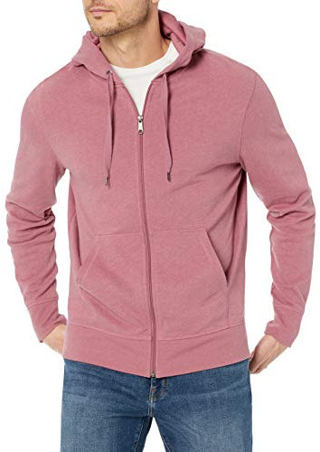 Amazon Essentials Sweat-Shirt à Capuche Léger en Tissu Éponge Entièrement Zippé, Coupe Confortable Homme, Rose, L
