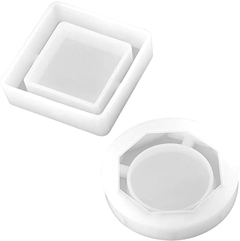 Cendrier Résine Moules 2 Pièces, Carré et Diamant Silicone Moule Moulage Époxy Résine DIY Cristal Artisanat, Blanc