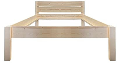 LIEGEWERK Massivholzbett Designbett mit Kopfteil 100x200 cm Bett Holz Bettgestell Holzbett (Breite 100 / Länge 200)