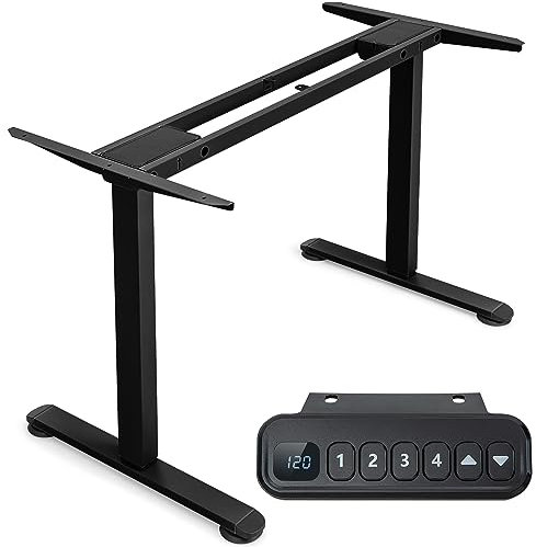 COSTWAY Bureau Assis-Debout Électrique à 2 Moteurs, Cadre de Bureau avec Largeur et Hauteur Réglables, Panneau de Contrôle à 4 Boutons de Mémoires, Dispositif Anti-Collision (Noir)