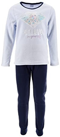 Sun City Frozen - Die Eiskönigin ELSA Polar Fleece Schlafanzug Kinder Pyjama Langarm-Shirt mit Schlaf-Hose (Blau, 116)