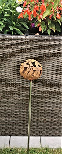 Jürgen Bocker Gartenambiente Rosenkugel Flower 10 cm - 20 cm Cortenstahl mit Stab 80 cm (10 cm)