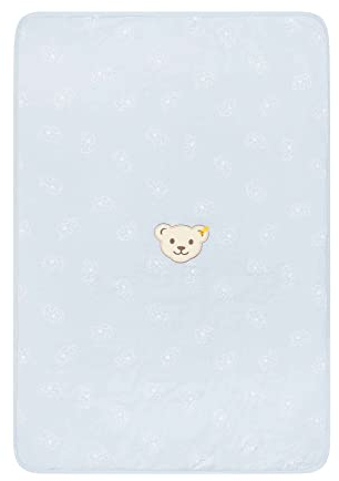Steiff Unisex Baby Basic Decke GOTS, Celestial Blue