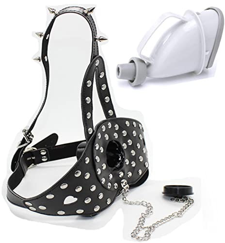 BDSM Knebel Trichter Gag Bondage Harness Kopfgeschirr Mit Silikon Pisse Urinal Für Männer Frauen, Offener/Aus Mundknebel Fetisch Erotik Spiele Sklave SM Erwachsene Sexspielzeug Für Paare,Schwarz