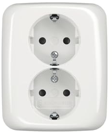 Busch-Jaeger 202 EUJB-214 Schuko Doppelsteckdose, Alpinweiß (2TKA00003898)