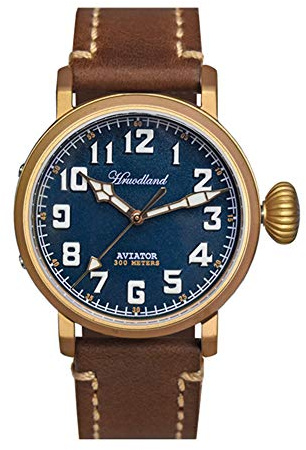 Hruodland Bronze Automatische Farbverlaufs-Pilotenuhren Saphirglas 300M Wasserdicht Mechanische Flieger Armbanduhr für Herren Herren, blau, Pilot