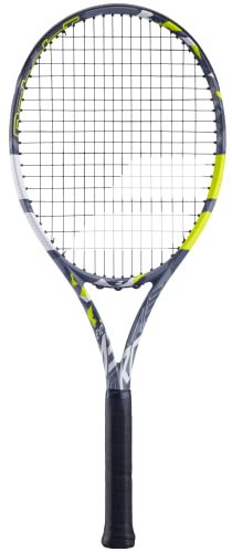 Babolat - Evo Aero Tennisschläger Besaitet für Erwachsene - Kraft & Komfort - Aerodynamischer Spin Alpha Rahmen mit Evo 4 Feel & Woofer Technologie - Syntec Evo Grip 2 - Französische Marke - Grau/Gelb