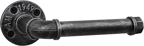 LINKPIPES Metal Toilet Paper Holder, Industrial Wall Mount, DIY, Heavy Duty, Rustic, Vintage, Bathroom, Kitchen, Black