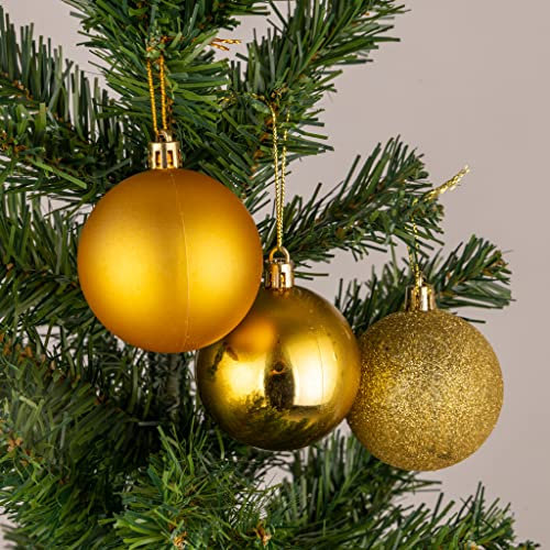 10cm/6Pcs Christmas Baubles Shatterproof Gold, Christmas Tree Decorations Ball Ornaments Balls Xmas Hanging Decorations Holiday Decor - Shiny,Matte,Glitter
