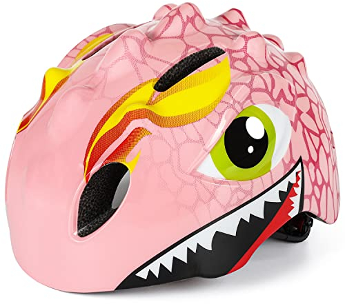 VICTGOAL Fahrradhelm Kinder zu Radsport Niedliche Cartoon 3D Gestaltet Kinderhelm für Fahrrad Skateboard Rollschuh für Jungen und Mädchen Verstellbare Größe (Rosa, S (50-54 cm))