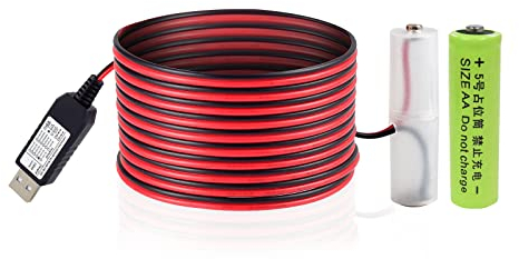 USB AA Battery Eliminator Replace Kit 5V to 3V Power Supply Converter 2 AA Connect Cable 78INCH (2AA-3V)