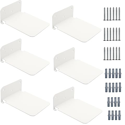 SWAWIS 6 Stück Unsichtbares Bücherregal Schwebendes Bücherregal Metall Unsichtbares Bücherregal Wand Schwebende Bücher Regal Schwimmendes Bücherregal Invisible Bookshelf für Taschenbücher, Weiß