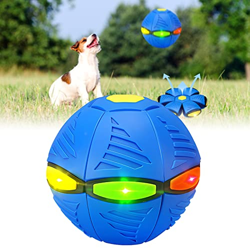 TOPJOWGA Pelotas de Juguete, Perros Juguetes Interactivo para Perros, Juguete Perro, Pelota para Perro, Platillo Volando para Mascotas Juguete para Limpieza de Dientes de Perro (Azul)