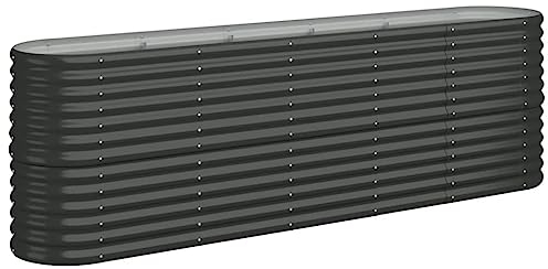 vidaXL Lit Surélevé de Jardin Pot à Fleurs Boîte à Plantes Lit Surélevé Patio Terrasse Extérieur Acier Enduit de Poudre 224x40x68cm Anthracite