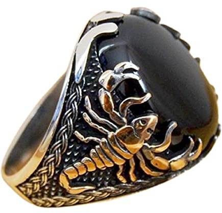Skorpion-Ring, Gotischer Skorpion-Ring für Männer, Nordischer Wikinger-Skorpion-Amulett-Ring Skorpion-Schmuck, Keltischer Skorpion-Ring Hip-Hop-Skorpion-Band-Ring Skorpion-Tier-Ring (20.6, Schwarz)